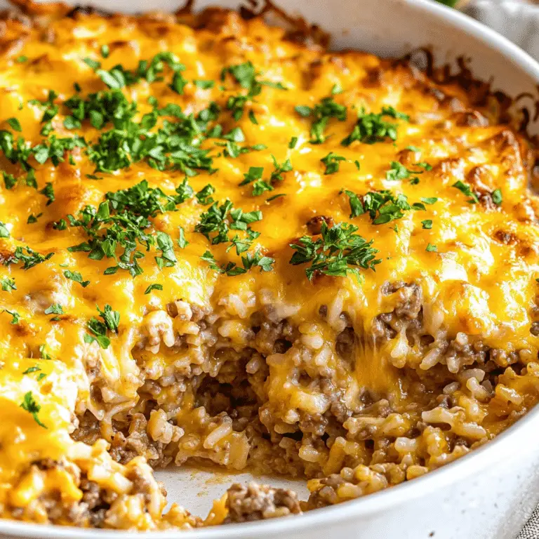Cheesy Hamburger Rice Casserole Recipe - sandyrecipes.com