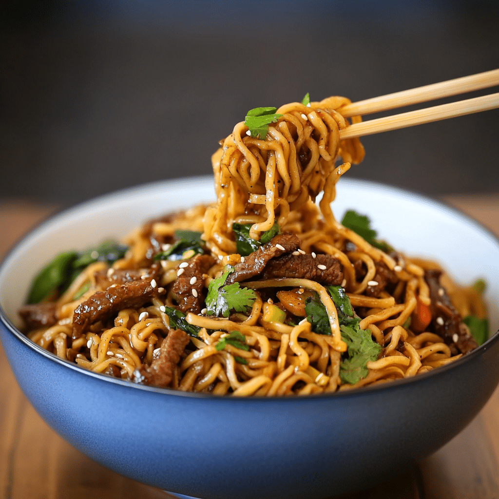 Hoisin Beef Noodles Recipe - sandyrecipes.com