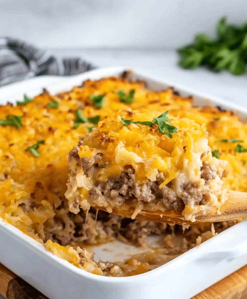 Hamburger Hash Brown Casserole Recipe - sandyrecipes.com