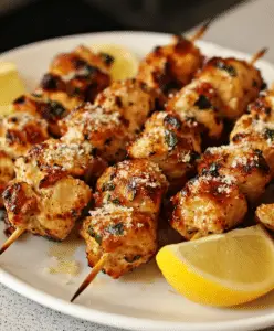 Garlic Parmesan Chicken Skewers Recipe - sandyrecipes.com